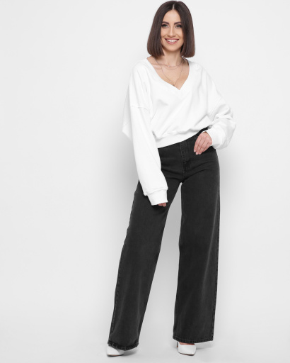 Широкий свитшот белого цвета 43301, Цвет: Белый, Размер: S, изображение 6