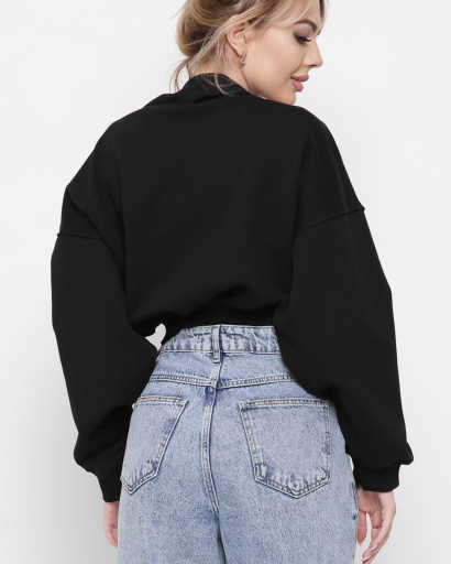 Широкий чорний світшот 43303, Колір: Чорний, Розмір: S, зображення 5