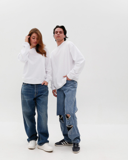 Білий світшот унісекс oversize 55598, Колір: Білий, Розмір: M, зображення 2