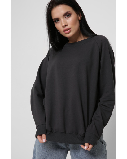 Графитовый свитшот оверсайз 36267, Цвет: Графит, Размер: S, изображение 2