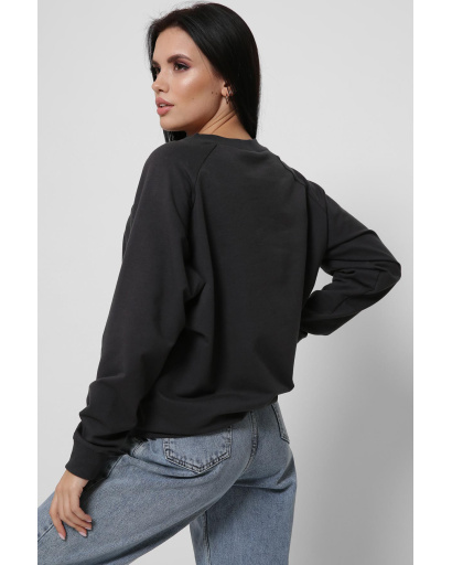 Графитовый свитшот оверсайз 36267, Цвет: Графит, Размер: S, изображение 3