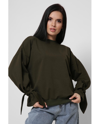 Хаки свитшот на завязках 36271, Цвет: Хаки, Размер: XS, изображение 2