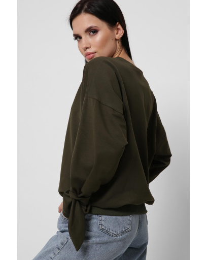 Хаки свитшот на завязках 36271, Цвет: Хаки, Размер: XS, изображение 3