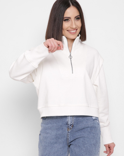 Белый свитшот с воротником 43311, Цвет: Белый, Размер: M, изображение 2