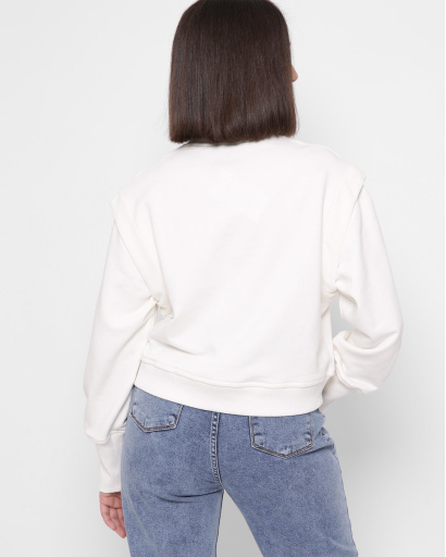 Белый свитшот с воротником 43311, Цвет: Белый, Размер: M, изображение 4