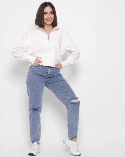 Белый свитшот с воротником 43311, Цвет: Белый, Размер: M, изображение 5