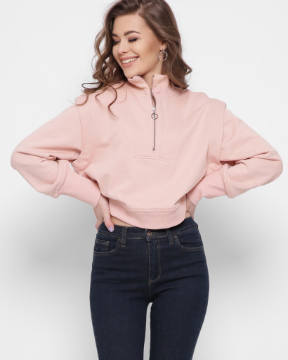 Стильный свитшот на застежке 43312, Цвет: Персиковий, Размер: S, изображение 4