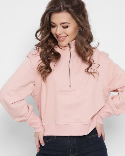 Стильный свитшот на застежке 43312, Цвет: Персиковий, Размер: S, изображение 2