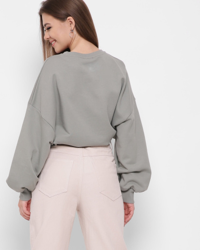 Свободный хаки свитшот на резинке 43314, Цвет: Хаки, Размер: S, изображение 5