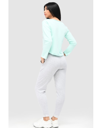 Трикотажний костюм двійка з написом 28158, Колір: М'ята, Розмір: XS, зображення 3