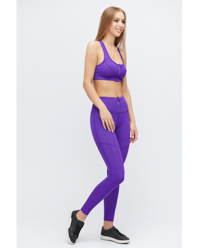 Фиолетовые спортивные леггинсы на застежке 32933, Цвет: Фиолетовый, Размер: M, изображение 2