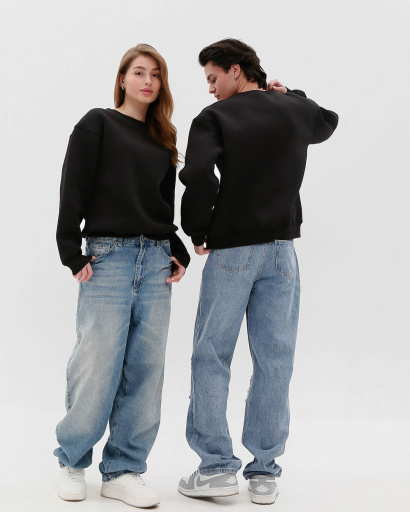 Чорний світшот унісекс oversize 55591, Колір: Чорний, Розмір: XS, зображення 2