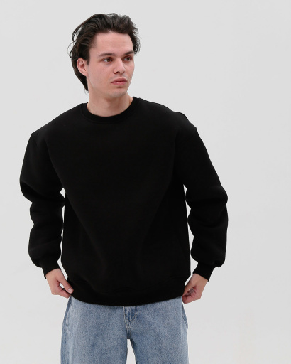 Чорний світшот унісекс oversize 55591, Колір: Чорний, Розмір: XS, зображення 4