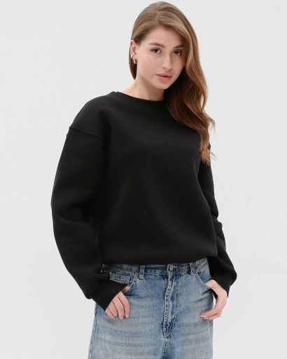 Чорний світшот унісекс oversize 55591, Колір: Чорний, Розмір: XS, зображення 5