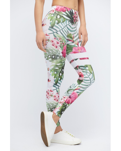 Стильные леггинсы в цветочек 32908, Цвет: Белый, Размер: XS, изображение 3