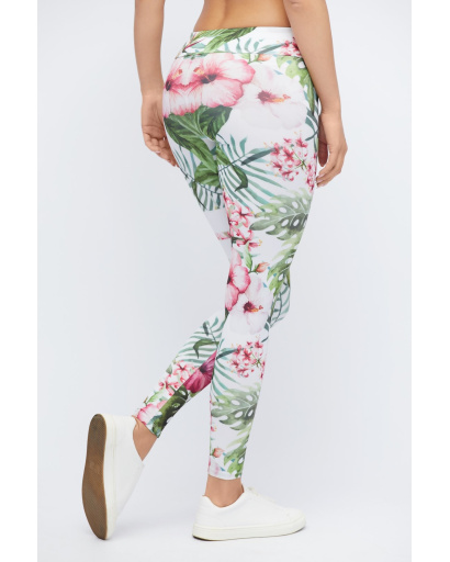 Стильные леггинсы в цветочек 32908, Цвет: Белый, Размер: XS, изображение 4