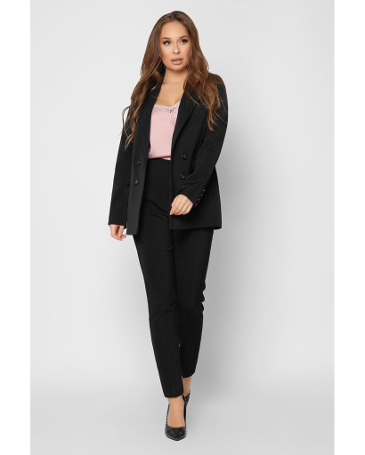 Довгий двобортний піджак з кишенями колір чорний 36613, Колір: Чорний, Розмір: L, зображення 3