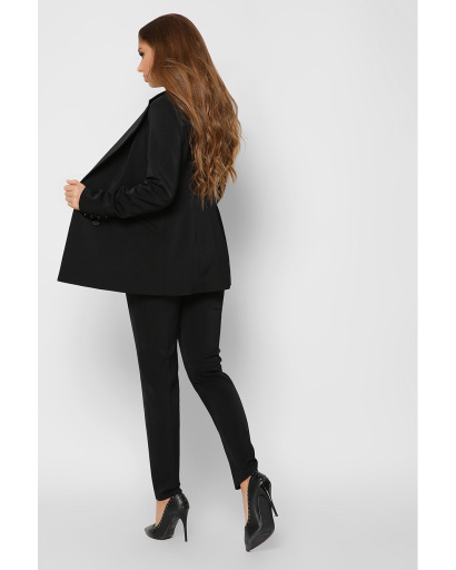 Довгий двобортний піджак з кишенями колір чорний 36613, Колір: Чорний, Розмір: L, зображення 5