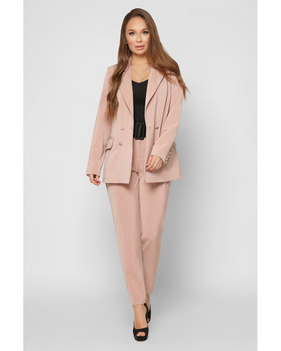 Двобортний бежевий піджак на гудзиках 36615, Колір: Бежевий, Розмір: S, зображення 3