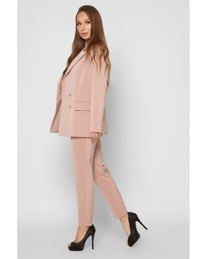 Двобортний бежевий піджак на гудзиках 36615, Колір: Бежевий, Розмір: S, зображення 4