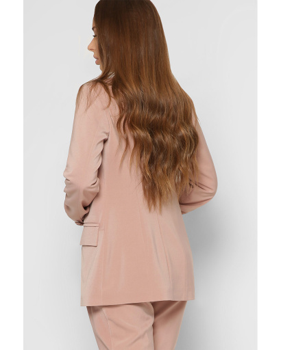 Двобортний бежевий піджак на гудзиках 36615, Колір: Бежевий, Розмір: S, зображення 5