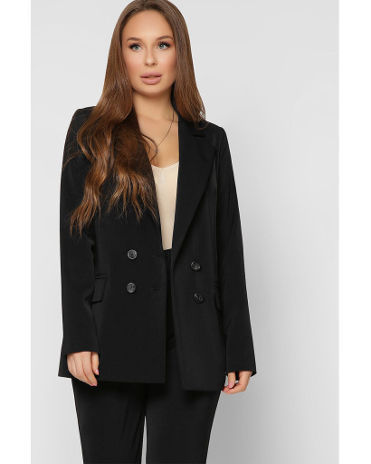 Двобортний чорний піджак на гудзиках 36616, Колір: Чорний, Розмір: S, зображення 3
