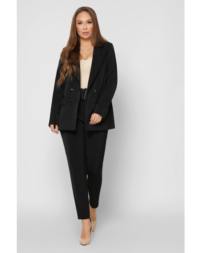 Двобортний чорний піджак на гудзиках 36616, Колір: Чорний, Розмір: S, зображення 4