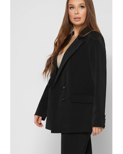 Двобортний чорний піджак на гудзиках 36616, Колір: Чорний, Розмір: S, зображення 5