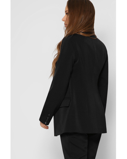 Двобортний чорний піджак на гудзиках 36616, Колір: Чорний, Розмір: S, зображення 6