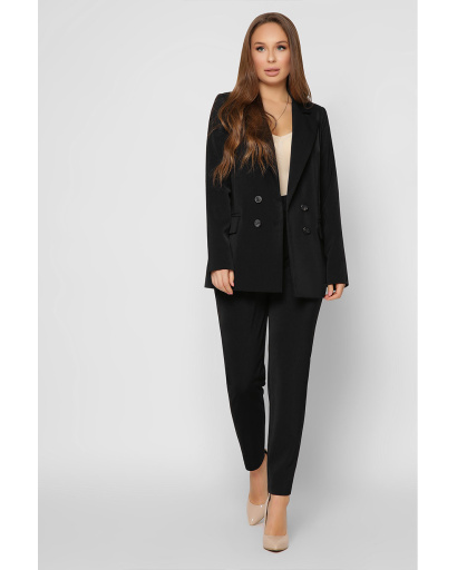 Двобортний чорний піджак на гудзиках 36616, Колір: Чорний, Розмір: S, зображення 2