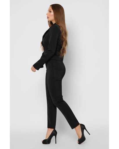 Короткий черный двубортный пиджак 36617, Цвет: Черный, Размер: S, изображение 6