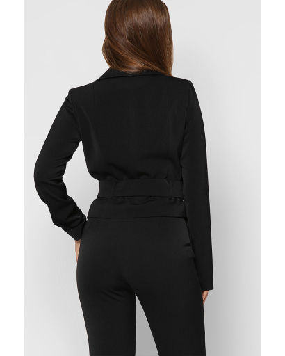 Короткий черный двубортный пиджак 36617, Цвет: Черный, Размер: S, изображение 8