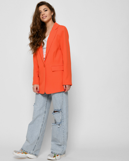 Яркий свободный пиджак оранжевого цвета 48563, Цвет: Оранжевый, Размер: L, изображение 2
