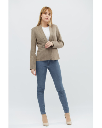 Жіночий коричневий жакет приталеного силуету 32310, Колір: Коричневий, Розмір: XS, зображення 2