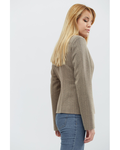 Жіночий коричневий жакет приталеного силуету 32310, Колір: Коричневий, Розмір: XS, зображення 4