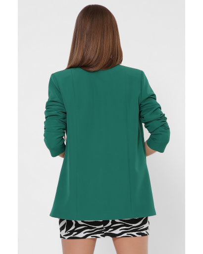 Подовжений зелений жіночий піджак на гудзику 36017, Колір: Зелений, Розмір: S, зображення 3