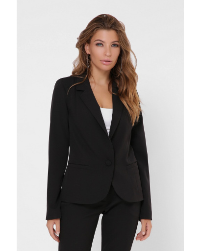 Элегантный черный пиджак с лацканами и пуговицей 36244, Цвет: Черный, Размер: S, изображение 3