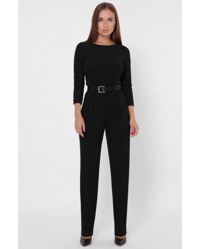 Черный однотонный комбинезон 36026, Цвет: Черный, Размер: XS, изображение 2