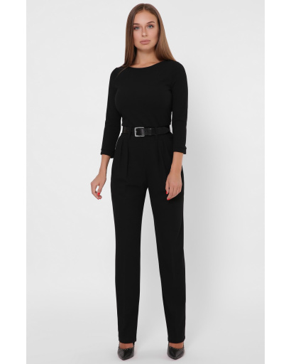 Черный однотонный комбинезон 36026, Цвет: Черный, Размер: XS, изображение 3