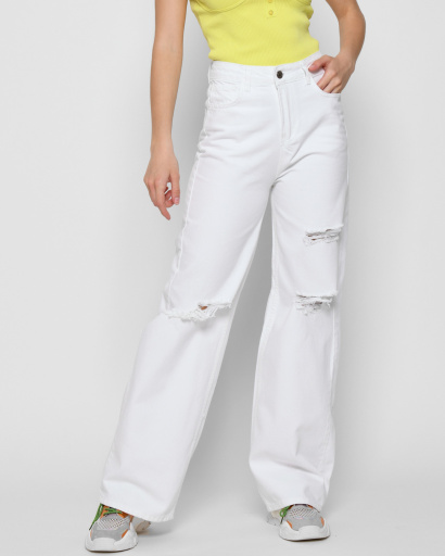 Білі джинси палаццо з розрізами 48532, Колір: Білий, Розмір: 25, зображення 5