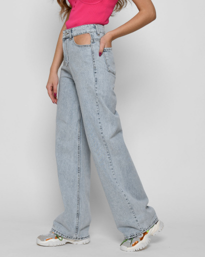 Дизайнерские джинсы с разрезами 48533, Цвет: Голубой, Размер: 29, изображение 3