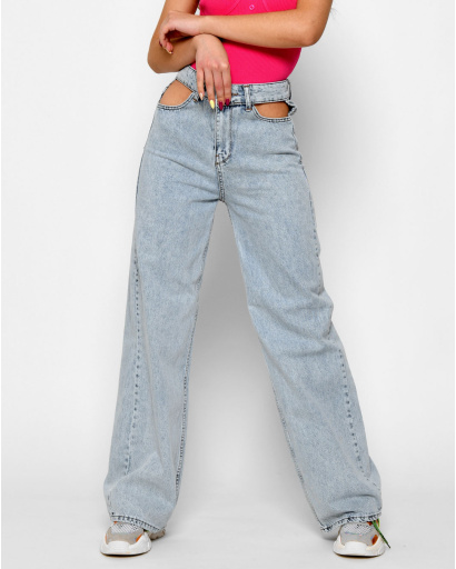 Дизайнерские джинсы с разрезами 48533, Цвет: Голубой, Размер: 29, изображение 4