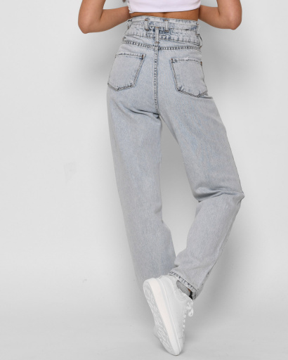 Блакитні джинси з подвійним поясом 45921, Колір: Блакитний, Розмір: 28, зображення 3