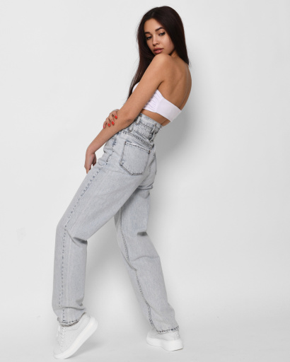 Блакитні джинси з подвійним поясом 45921, Колір: Блакитний, Розмір: 28, зображення 4