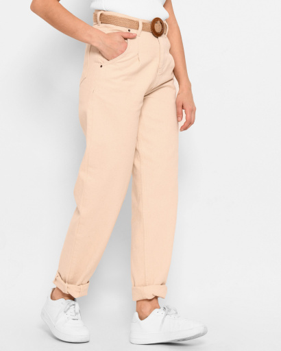 Бежевые джинсы слоучи с поясом 43127, Цвет: Бежевый, Размер: 28, изображение 2