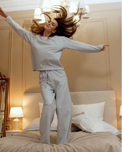 Жіночий трикотажний костюм для дому та відпочинку 56132, Колір: Сірий, Розмір: XS, зображення 4