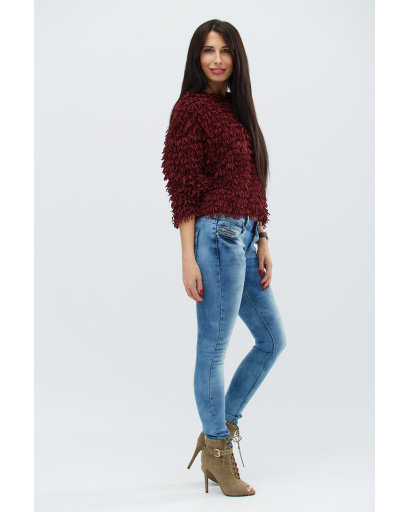 Джинси скінні з потертостями 30750, Колір: Блакитний, Розмір: 29, зображення 2