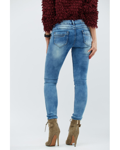 Джинси скінні з потертостями 30750, Колір: Блакитний, Розмір: 29, зображення 3