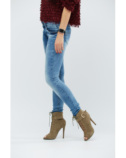 Джинси скінні з потертостями 30750, Колір: Блакитний, Розмір: 29, зображення 4