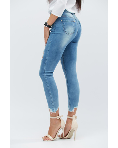 Женские джинсы с рваным краем 30751, Цвет: Голубой, Размер: 28, изображение 4